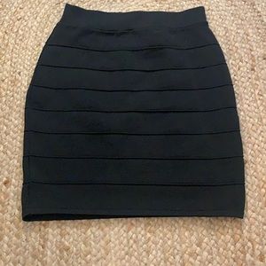 Sexy Black Mini Skirt, ribbed and fitted, size L
